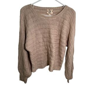 Hippie Rose Crewneck Sweater Beige Dolman Sleeve M